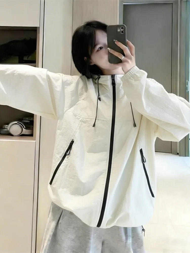 

Women's Summer Thin UPF50 Apricot Sun Protection Clothing Quick Dry Outdoor Cycling Fleece Windbreaker Nylon Fabric Hat