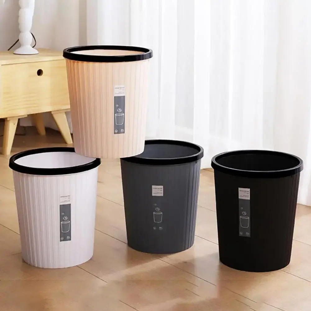 Garbage Bin with Pressure Ring No Lid Space-Saving Plastic Kitchen Bathroom Living Room Striped Trash Can мусорное ведро Lixeira