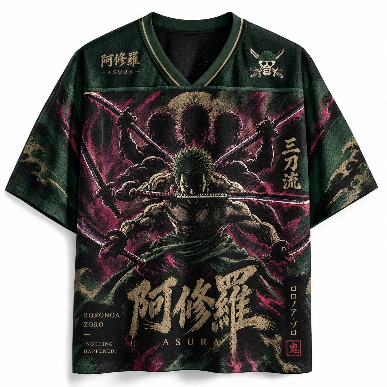 Summer New Straw Hat Team One Piece Luffy ACE Anime 3D Printed Jersey Children's Home Breathable Casual T-shirt Large
