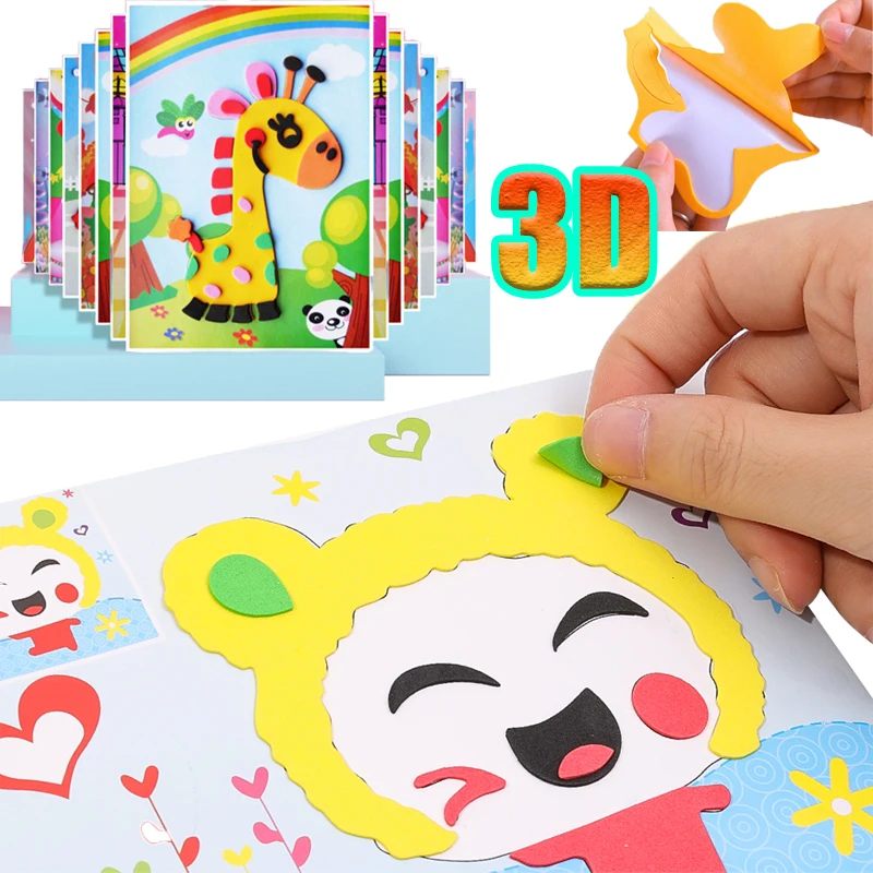 1/5 Stuks Cartoon Dier 3d Eva Schuim Sticker Voor Kinderen Diy Handgemaakte Vroeg Leren Educatief Speelgoed Puzzel Spelletjes Geschenken