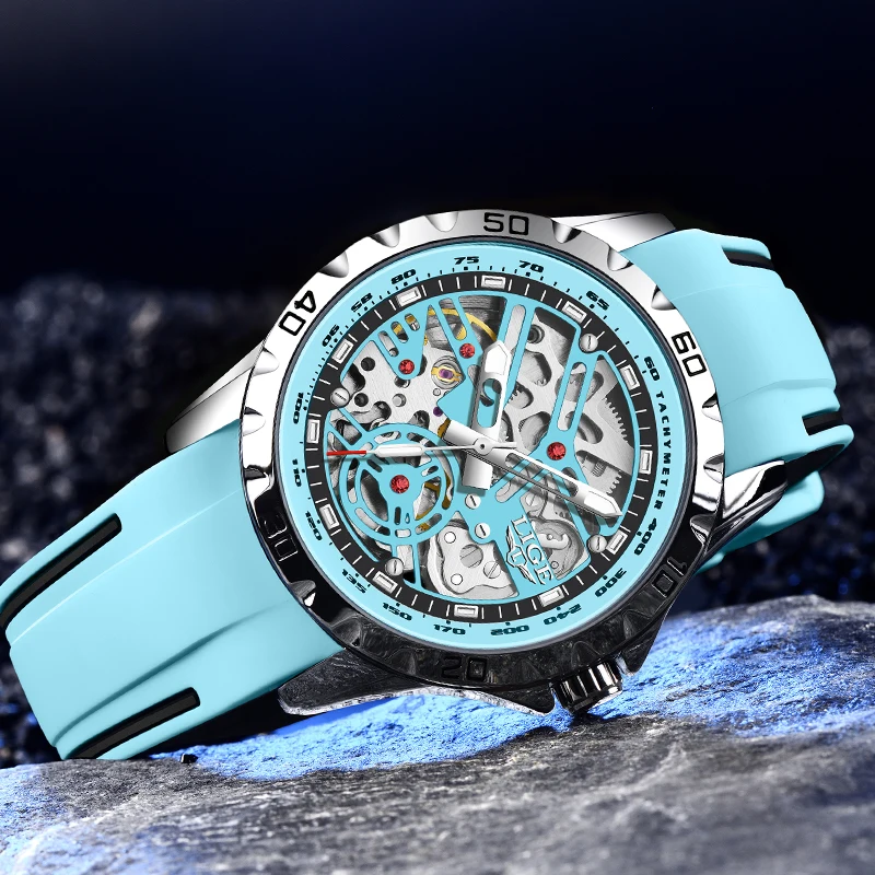 LIGE Brand Luxury Mens Watches Automatic Watch for Men Tourbillon Clock Hollow Tourbillon Skeleton Waterproof Mechanical Watch