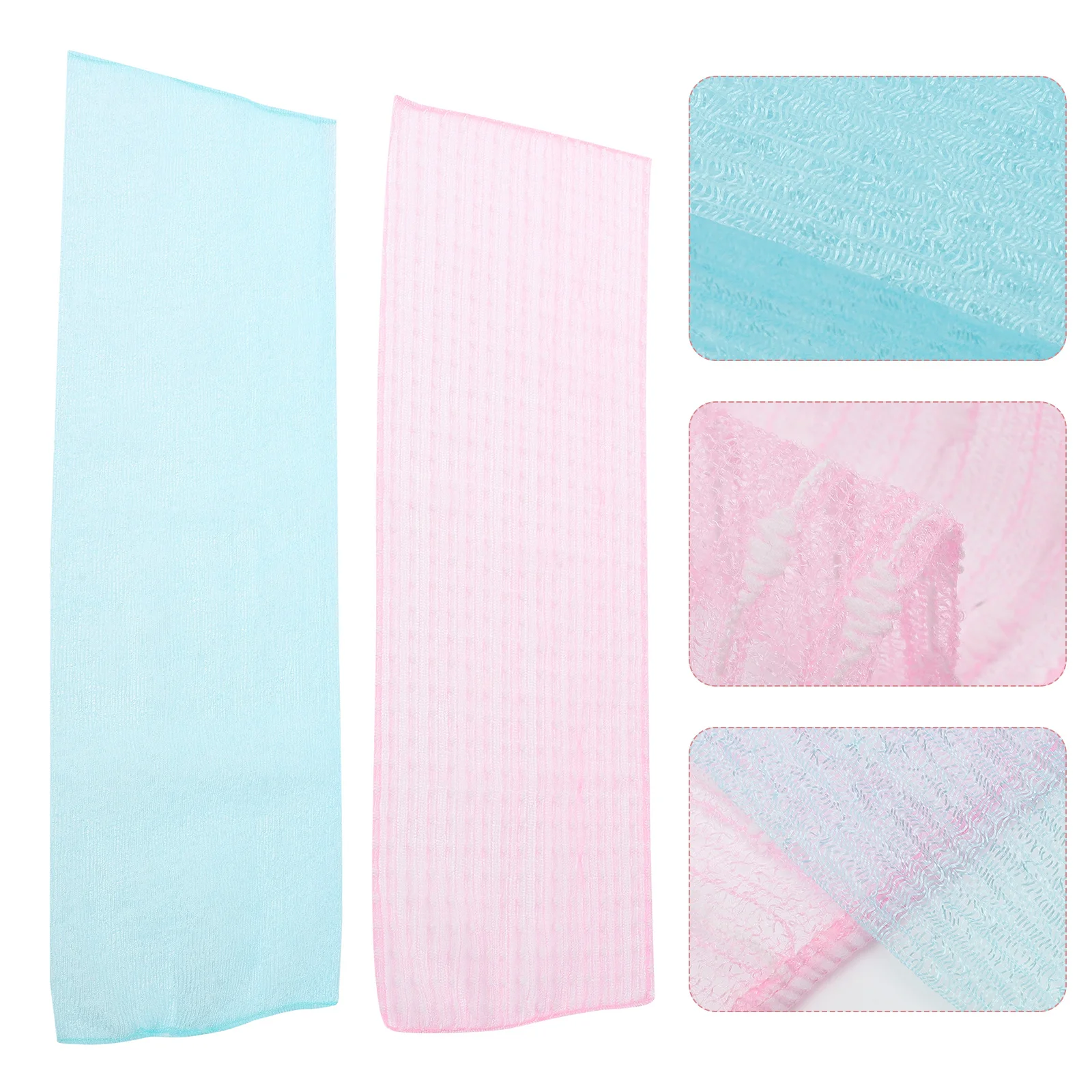 2 قطعة منشفة حمام طويلة لتقشير الظهر من النايلون للاستحمام والرقبة والجسم متينة ومريحة وناعمة وخفيفة الوزن منشفة استحمام خلفية #3