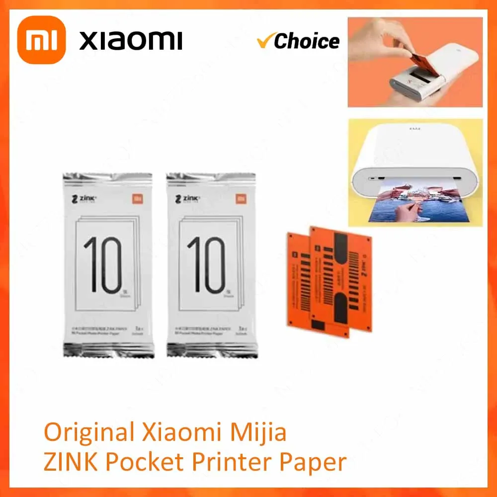 Original Xiaomi Mi ZINK Pocket Printer Paper Self-adhesive Photo Print 100/50/10 Sheets Xiaomi 3inch Mini Printer Papers