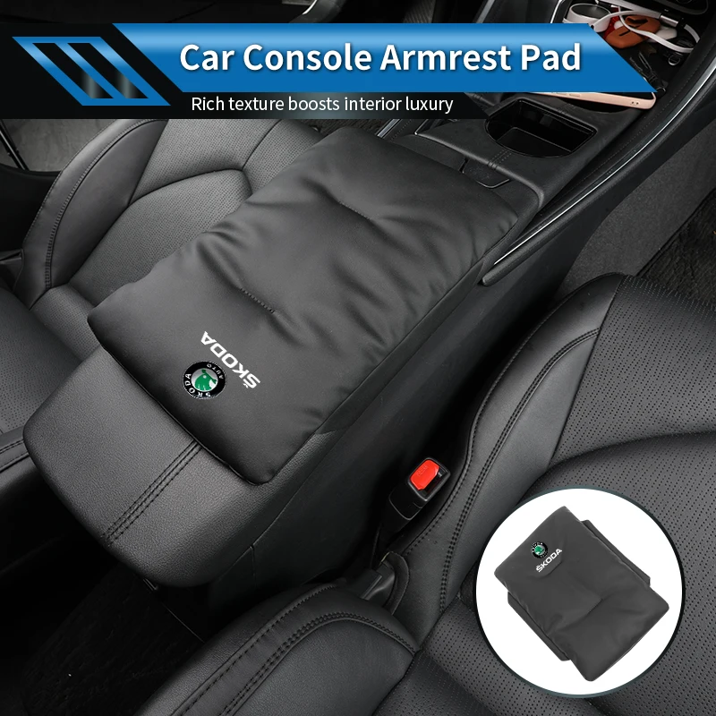 Car Velvet Armrest Pad Console Protector Cover Elbow Rest Mat Accessories For Skoda Octavia Rapid Kodiaq Superb Derivative Karoq view 5