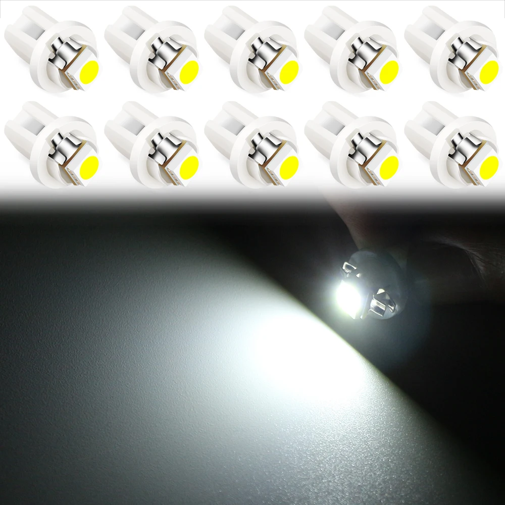 10PCS T5 Super Bright LED Bulbs Car Instrument Lights for Audi Q5 2010-2018 Console Glove Tray Holder Case Container