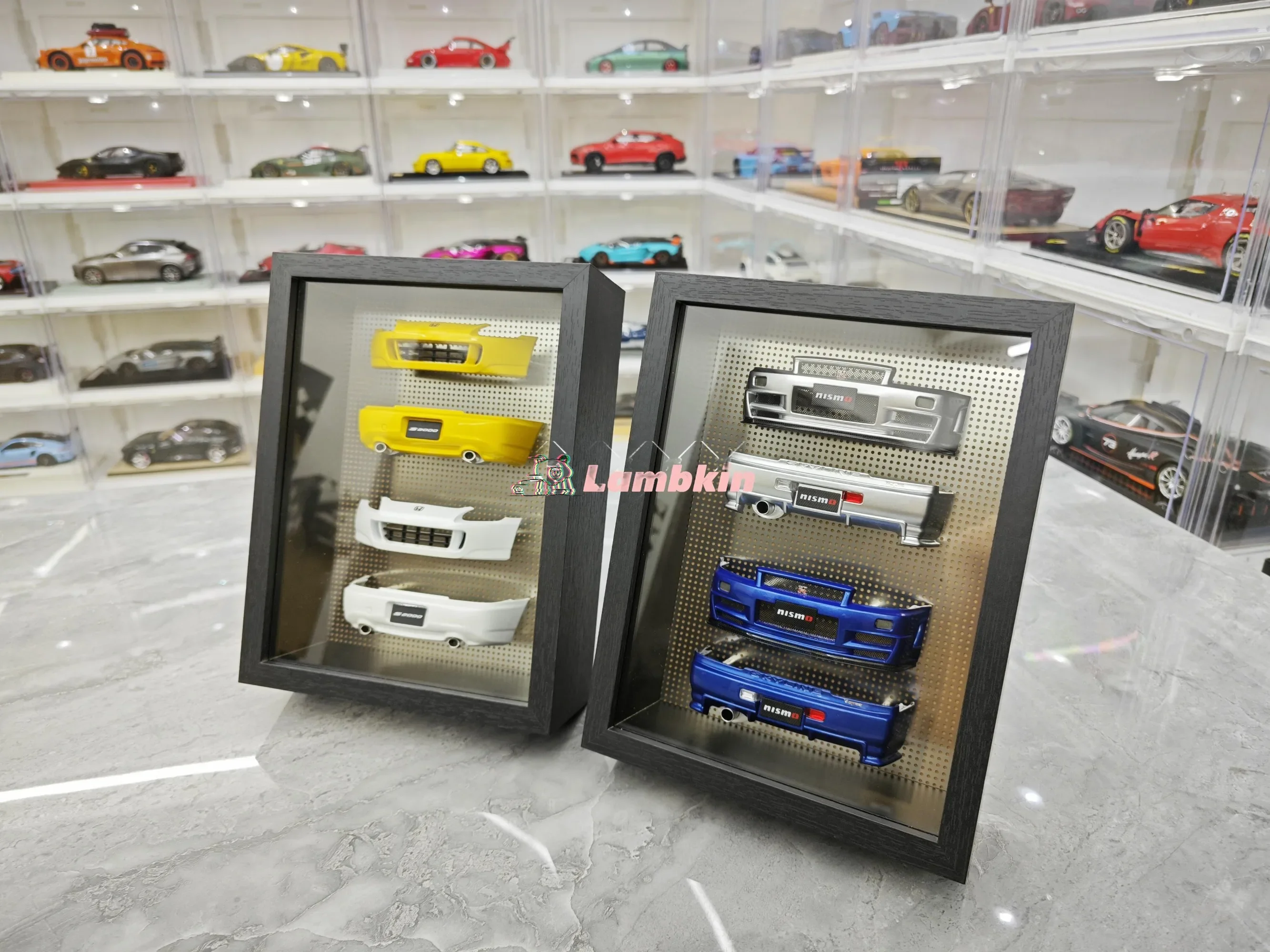 MotorHelix 1:18 For 2024 Show Limited Edition Bumper Photo Frame Ornament Honda S2000 R34 High-end models Collections Gifts