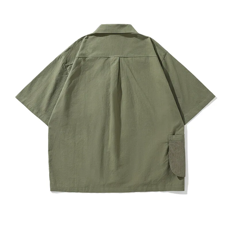 Outdoor style multi-pocket casual shirt couple workwear