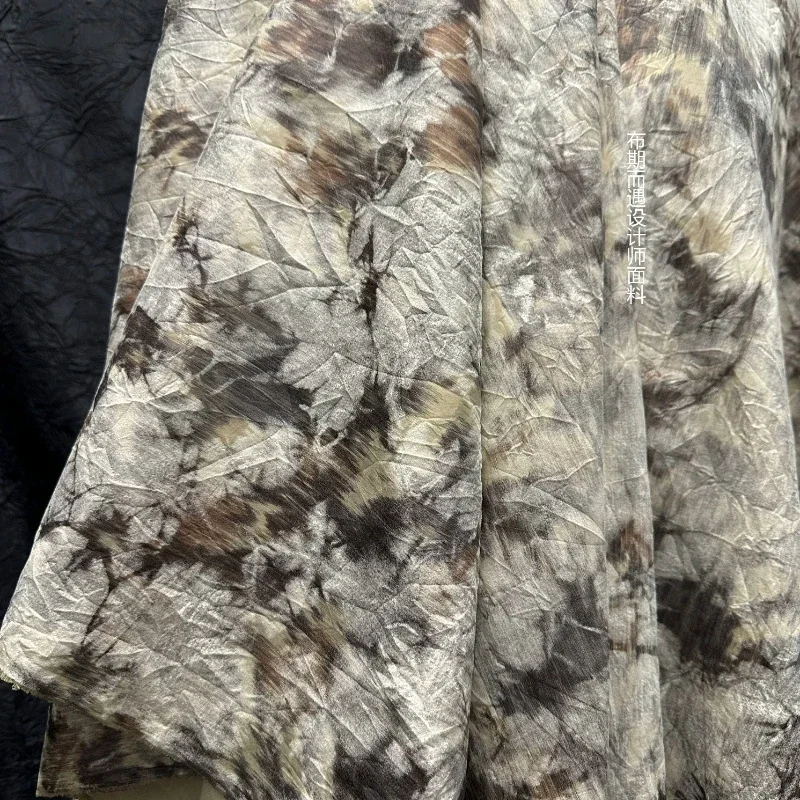Dry Wood Color Dark Color Bark Wrinkles Fuzzy Texture Fabric Soft Luster Dress Texture Jacket Designer Fashion Clothing Fabric