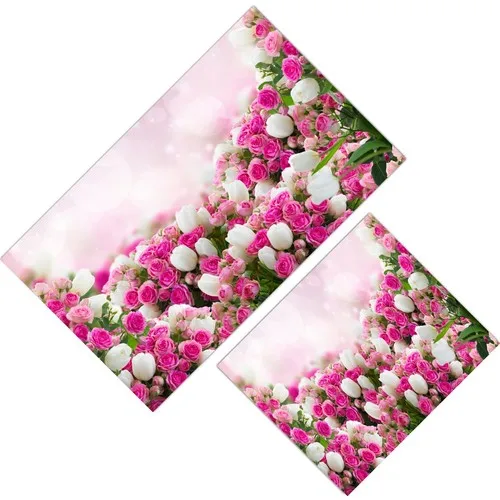 Cici Design Pink Shades Colorful Rose Bouquets Closet Takımı-60x100-50x60