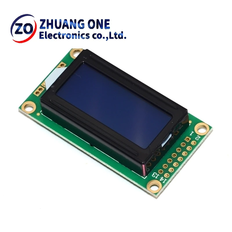8 x 2 LCD Module 0802 Character Display Screen Blue / Yellow Green