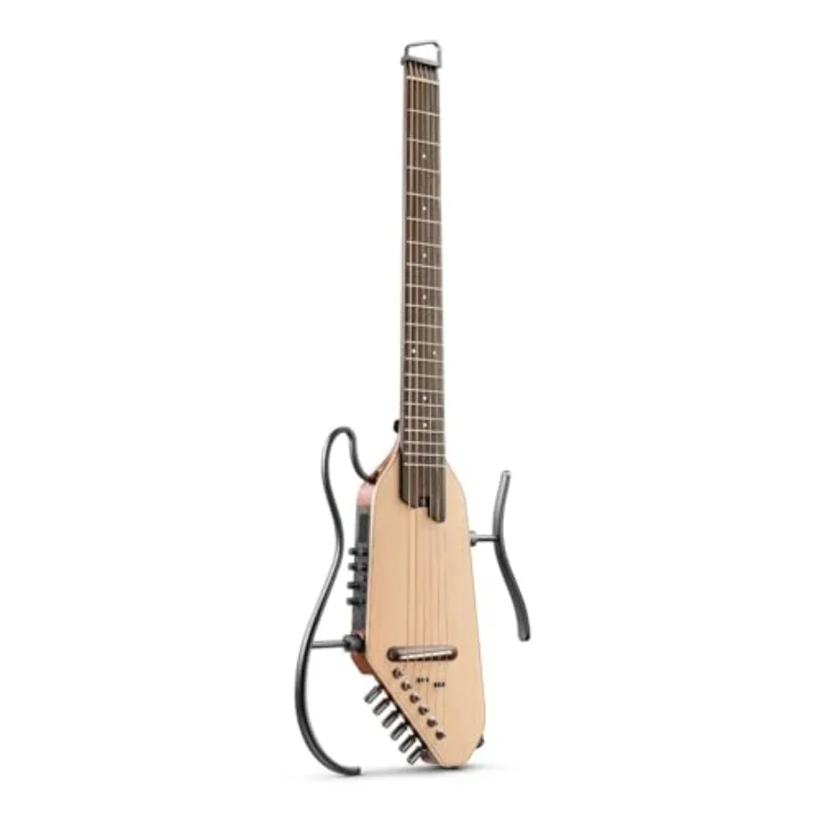 

Travel acoustic electric guitar HUSH I PRO for practice and performance, mahogany body, black finish, built-in effects and smar