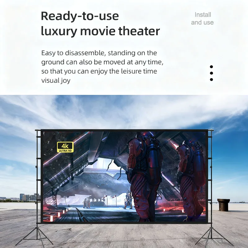 Tela de projeção de suporte triangular duplo de 60-200 polegadas 80, adequada para escritórios, casas e locais de entretenimento, uso