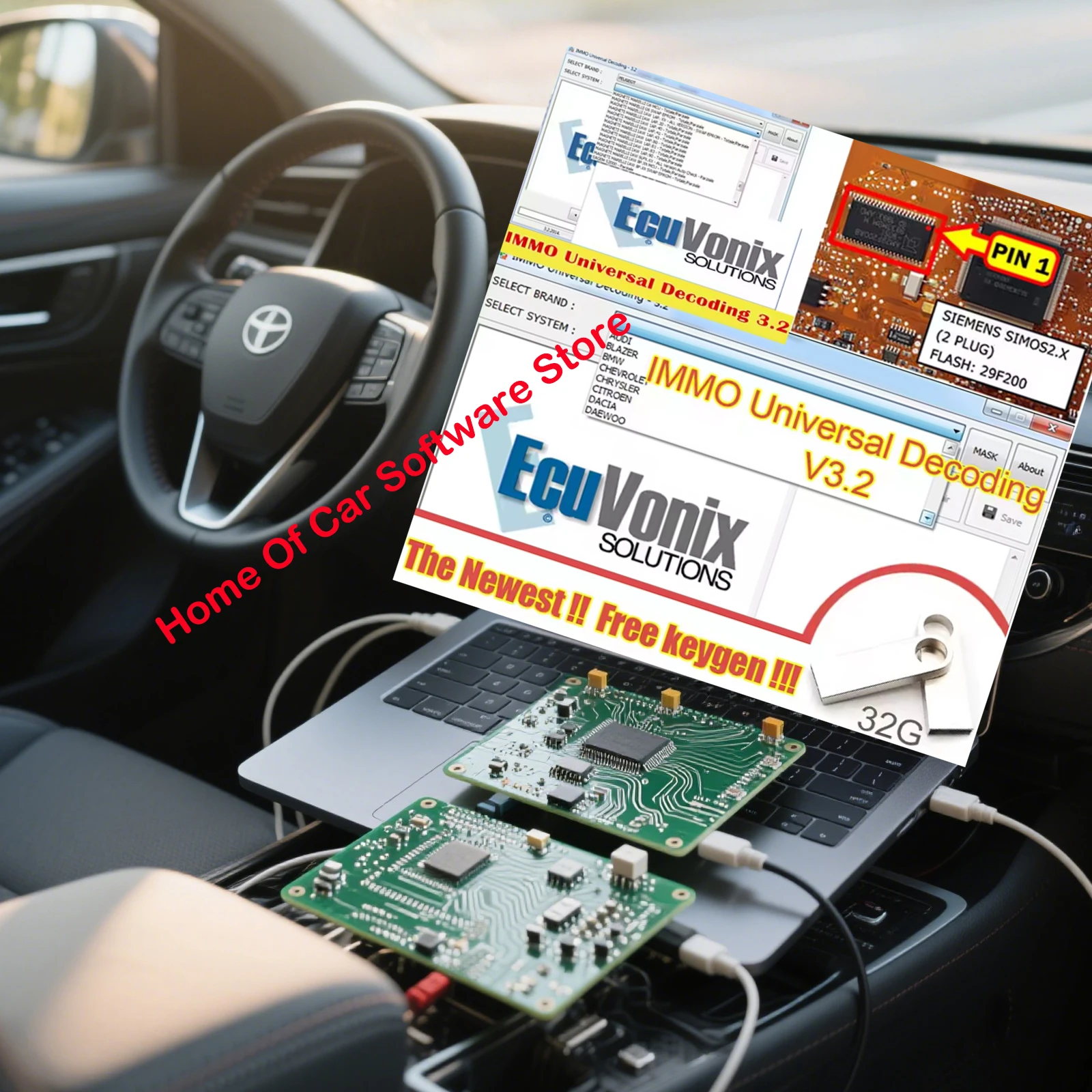 

EcuVonix 3.2 IMMO Universal Decoding V3.2 2025 Hot Sale Car Keygen Removal Tool with Unlimited Crack for Automotive Security