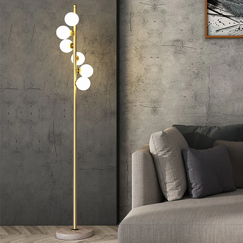 

Modern Minimalist Bedroom Floor Lamp Gold Nordic G4 Bedroom Bedside Designer Vertical Light Creative Magic Bean Shop Floor Lamp