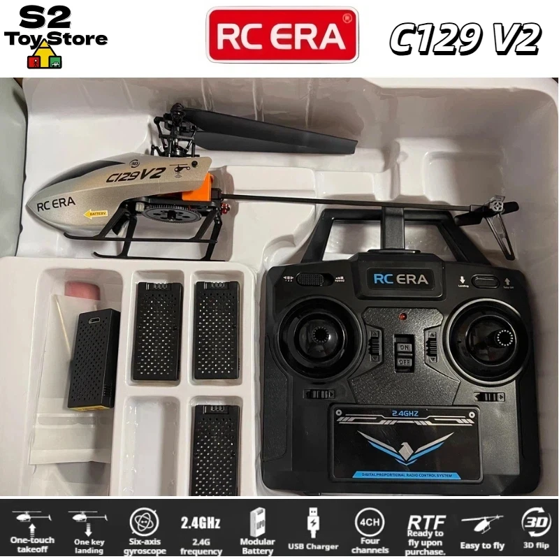 

RC ERA C129V2 4CH 2.4GHz Smart Electric Single Rotor RC Helicopter 6 Axis Gyro Remote Control Aircraft Model Toy For Boys Kids