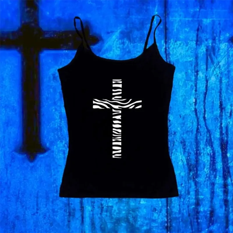 Women 90s Vintage Clothing T-shirts Goth Kawaii Emo Girl K Pop Baby Tee Harajuku Punk Cross Graphic T Shirt Hot Girl Y2k Clothes