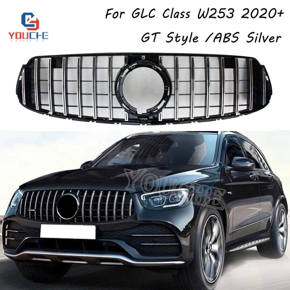 

W253 X253 Silver Grill GT R Style Front Bumper Grille Mesh For Mercedes GLC 2020+ GLC300 GLC350 GLC200 GLC250 GLC43