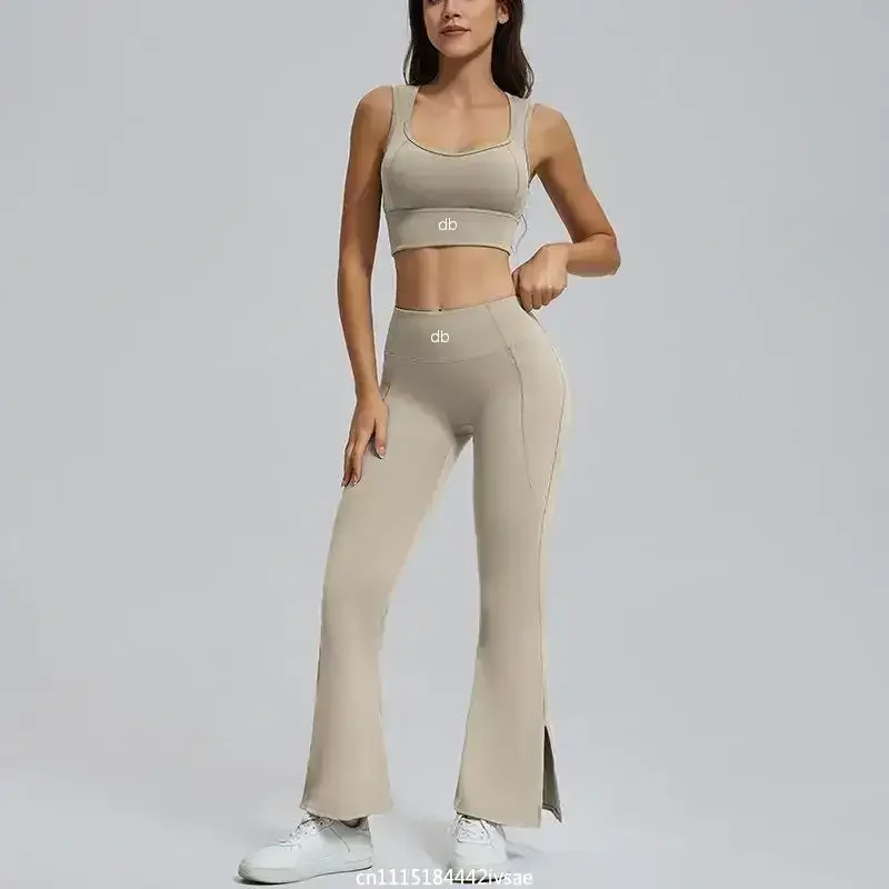 2026 Yoga Sets Gym Fitness Tops High Waist Flare Pants 2 Pieces Yoga Suits Women Sexy Tight-Fitting Sports Bra Push Up Leggings