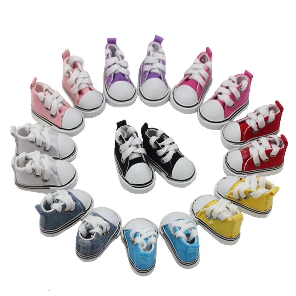 BJD Puppenkleidung Zubehör 5CM Mini Canvas Schnürsenkel Puppenschuhe für Spielhaus Dress Up Zubehör 1 Paar – Detail 4