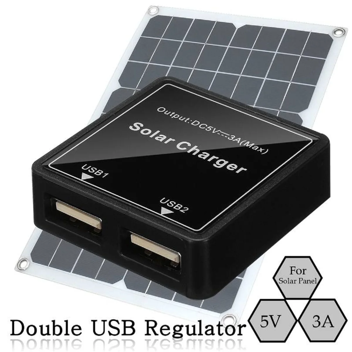 الألواح الشمسية المزدوجة USB منظم الطاقة الشمسية شاحن منظم 5-20 فولت إلى 5 فولت 3A عالية تحويل كفاءة صندوق وصلات لتقوم بها بنفسك الطاقة الشمسية