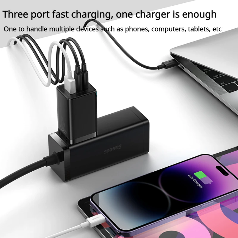 Baseus 65W GaN Charger Quick Charge 4.0 Type C PD USB Chargers Typec Plug Portable For Laptop Xiaomi HUAWEI iPad iPhone 14 13