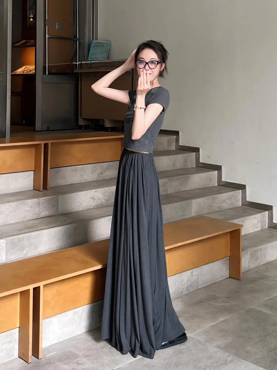 Jupe mi-longue en mousseline de soie pour femmes, longueur cheville, allongée, élégante, amincissante, longueur f, polyvalente