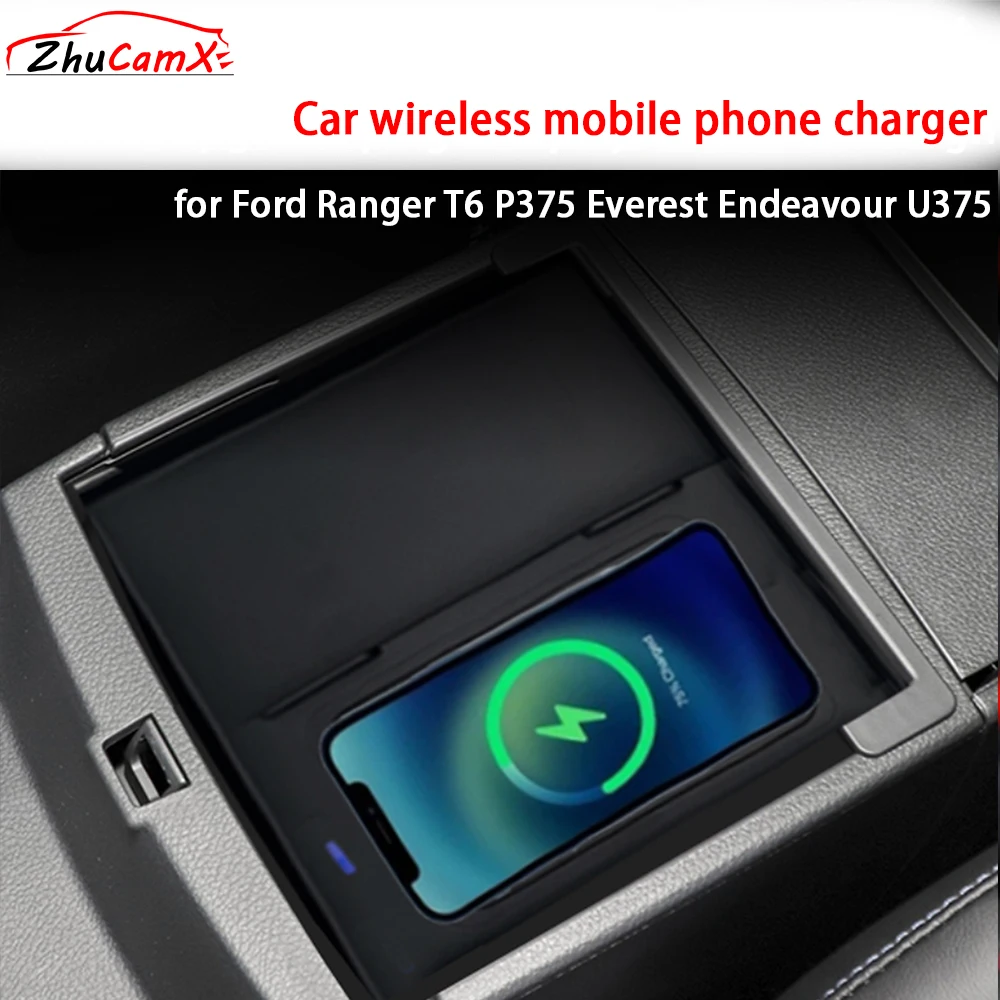 

for Ford Ranger T6 P375 Everest Endeavour U375 Armrest Storage Wireless Mobile Phone Charger QI 18W iPhone Magsafe Fast Charging