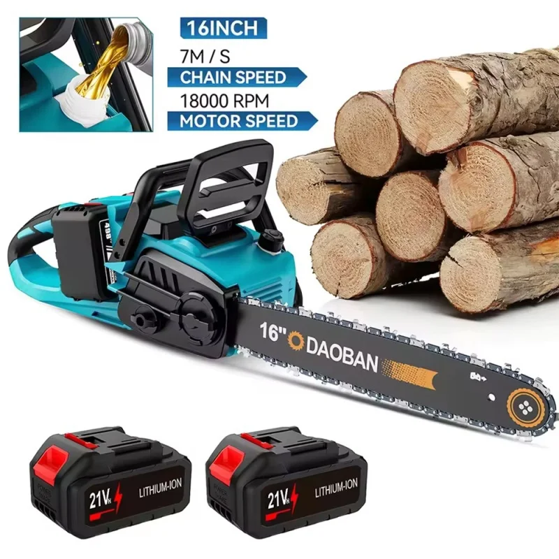 TKKEACE Bürstenlose 16-Zoll-Elektrokettensäge für Makita-Akku, 3500 W kabelloses Holzschneidewerkzeug, Gartenschneider