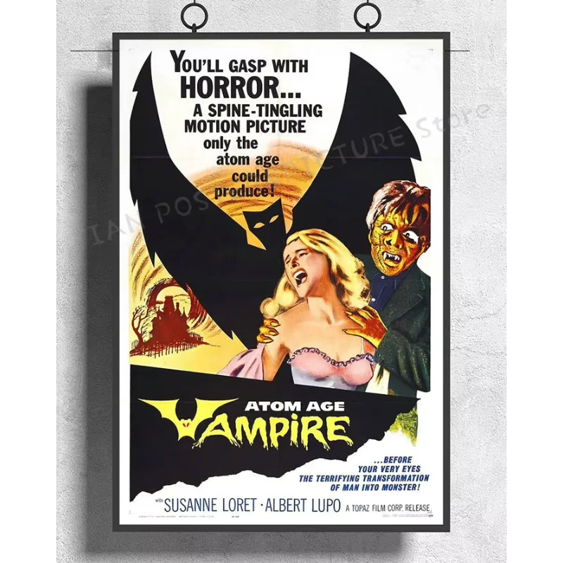 NJ504 Atom Age Vampire Classic Movie Horror Wall Sticker Silk Poster Art Home Decoration
