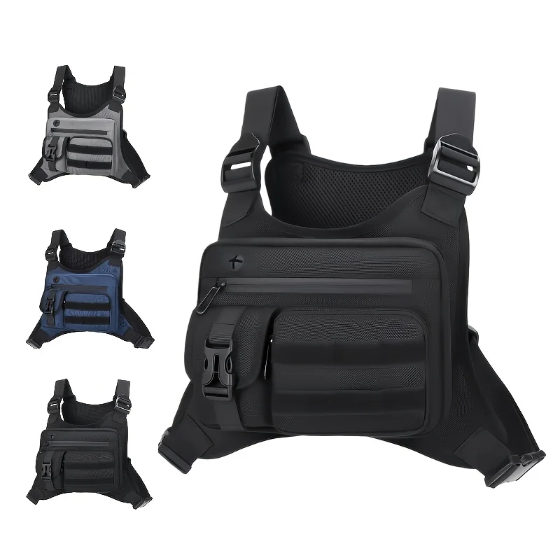 

Тактическая нагрудная сумка, унисекс, с карманом для телефона, на молнии, идеально подходит для бега, езды на велосипеде, пеших прогулок