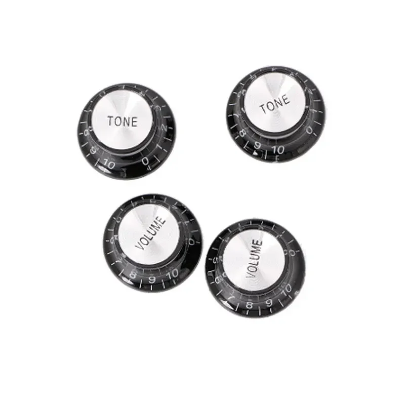 

Guitar 2 Tone 2 Volume Control Knobs Silver Top Hat Bell Aluminum For Gibson Les Paul SG Musical Instruments Guitar Parts