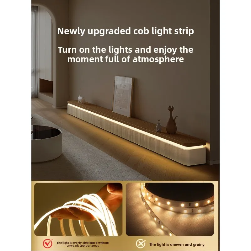 Floor-to-ceiling TV cabinet, living room household log cream style high-end floor cabinet coffee table combination modern