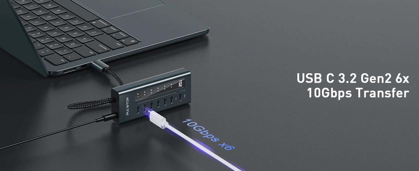 PULWTOP 10Gbps USB-Adapter Unterstützt Datenübertragung & Laden (Video nicht unterstützt), USB-Hub 10Gbps Anschlüsse für iMac, MacBook Pro/Air, iPad, XPS – Detail 4