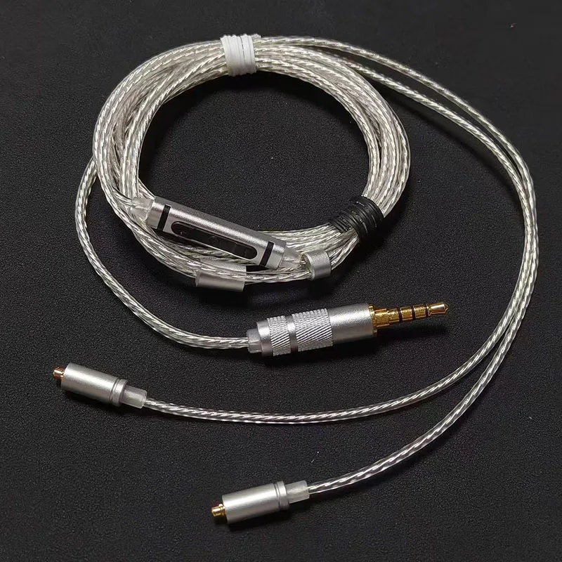 

3.5mm Teflon Insulated Silver Plated MMCX Earphone Upgrade Cable HiFi Audio Wire with Mic Volume Control for SE215 SE535 SE846