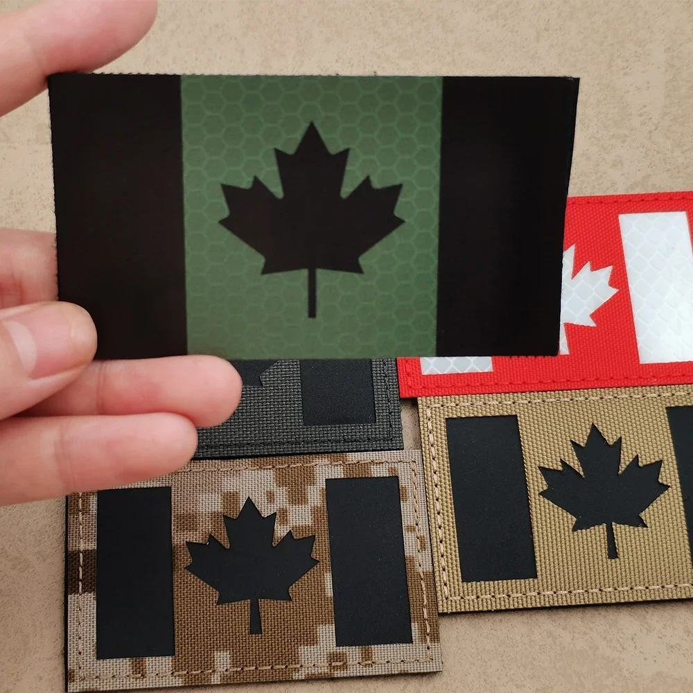 Canada Flag Reflective IR Tactical Patch Sew-on Badge Nylon Fabric for Shirt Tactical Bag Canadian Symbol