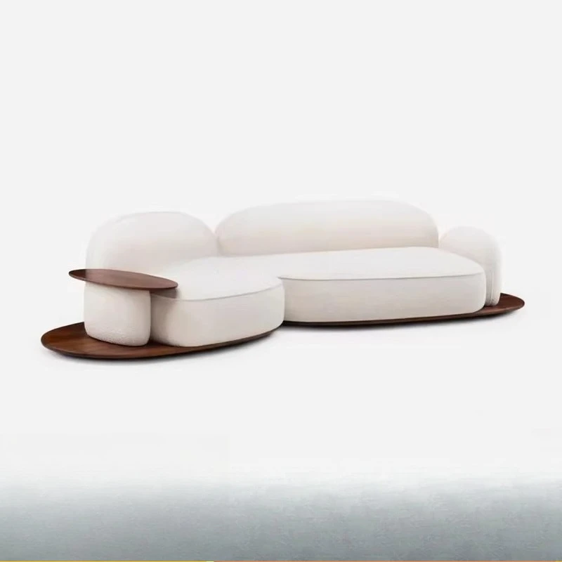 

Living curved sofa decoration model room villa lamb wool sofa