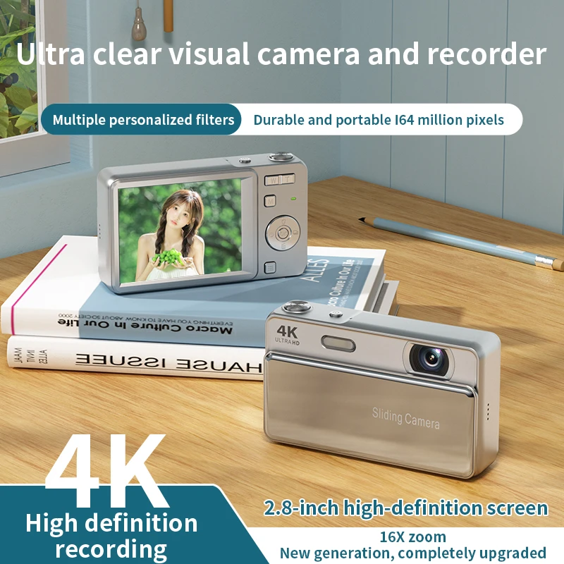 Lenovo 64MP 4K Digital Camera with 16X Zoom Autofocus Vlogging Camera for Students YouTube Video Portable Travel WiFi