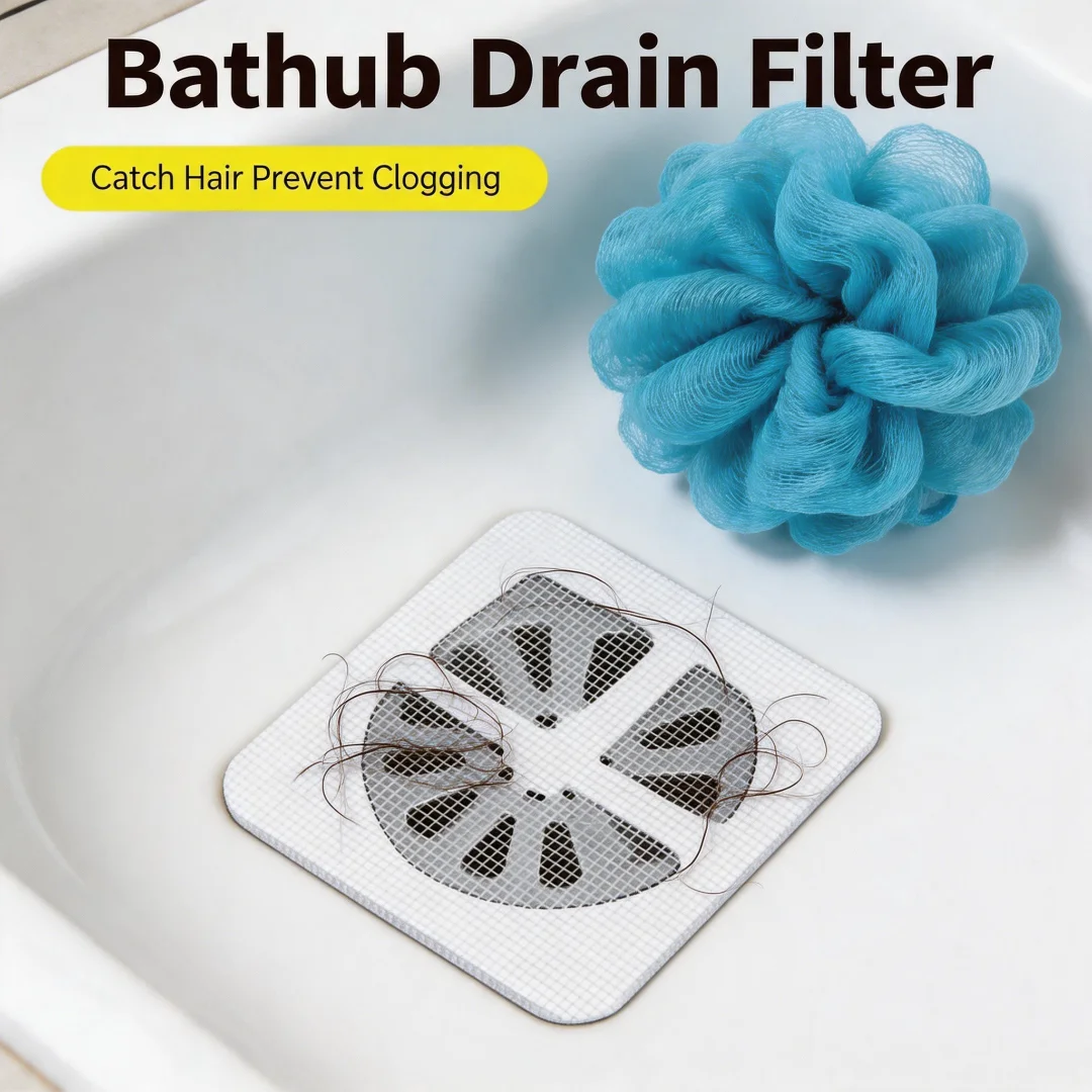 

10Pcs Disposable Hair Catcher for Shower Mesh Shower Drain Covers Floor Sink Strainer Filter Mesh Sticker Bathroom Accessories
