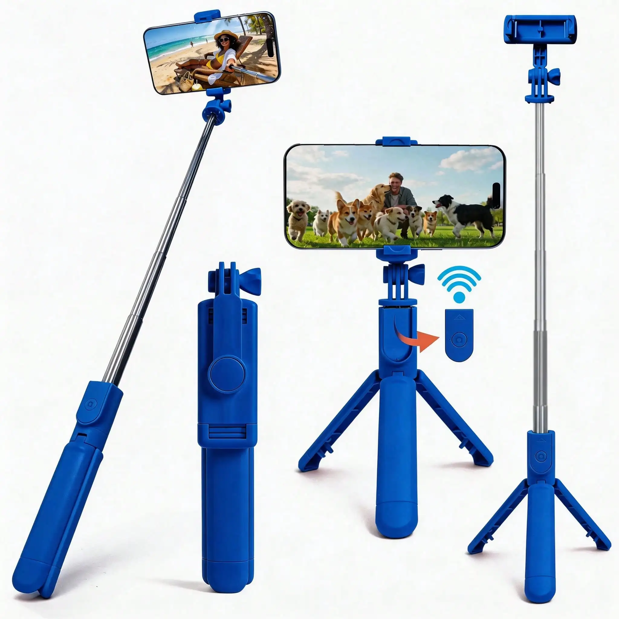 

Blue Premium Quality Selfie Stick Tripod (The Blue Of Ideal) 1PC Selfie Stick Wireless Selfie Stick With Tripod Stand Selfie Stick, Remote Control, Phone Holder And Built-In Tripod Spring Mother's Day