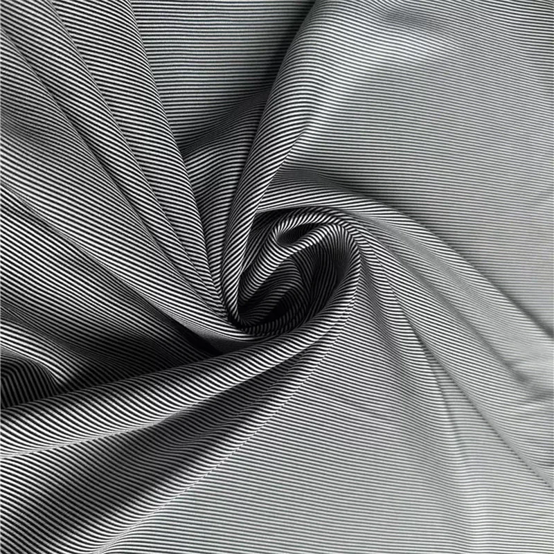 1 meter 100% Mulberry Silk 18 momme Heavy Crepe Silk Fabric White Striped Printed 138cm 54" wide by the yard JN799