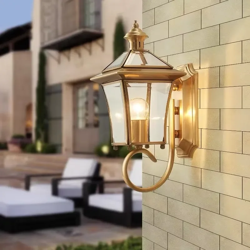 High-quality all-copper aluminum-based LED outdoor ultra-bright waterproof wall lamp with light sensor, suitable for gardens
