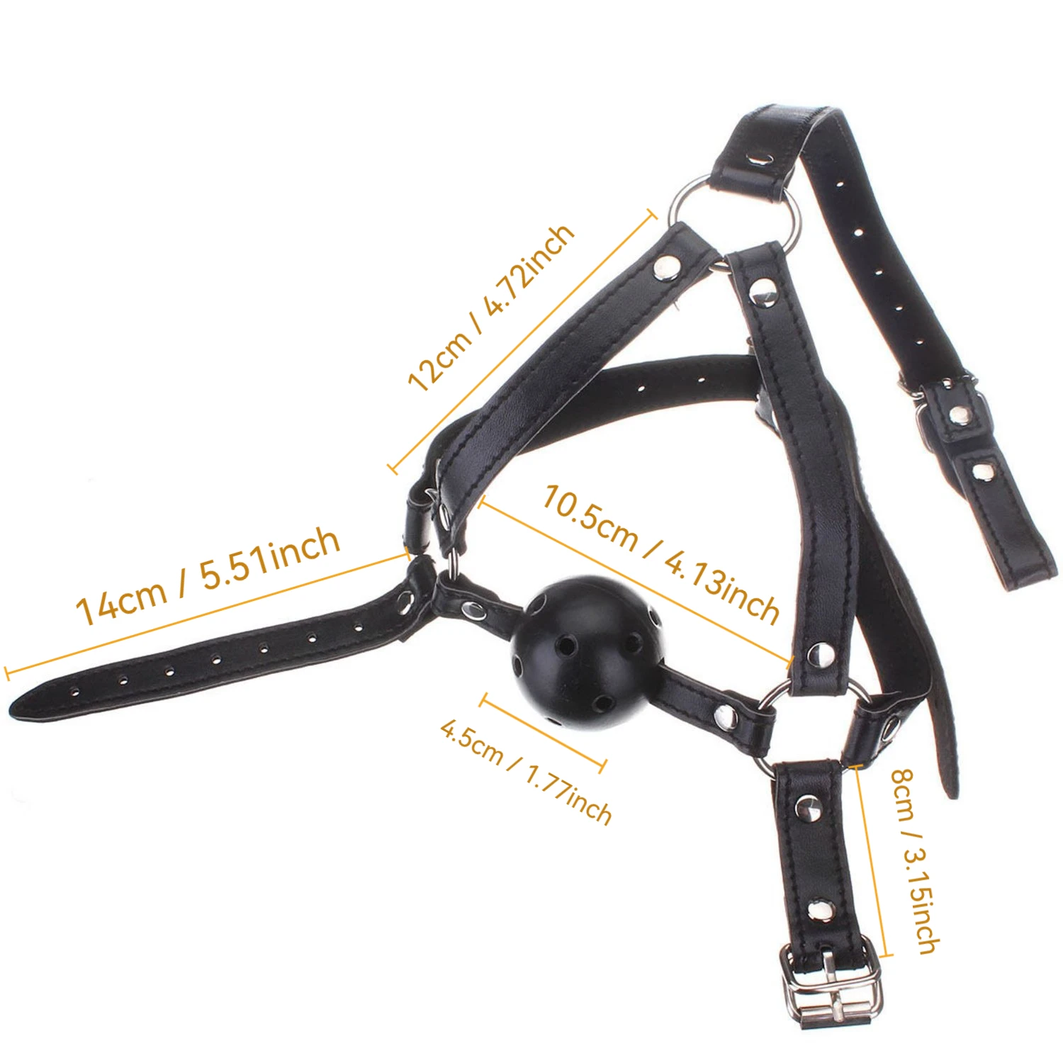 القيود الجلدية الكرة الفم المكونات، عبودية الكرة الكمامة مع الفم الكمامة قابل للتعديل رئيس تسخير، مجموعة ألعاب القيود BDSM #4