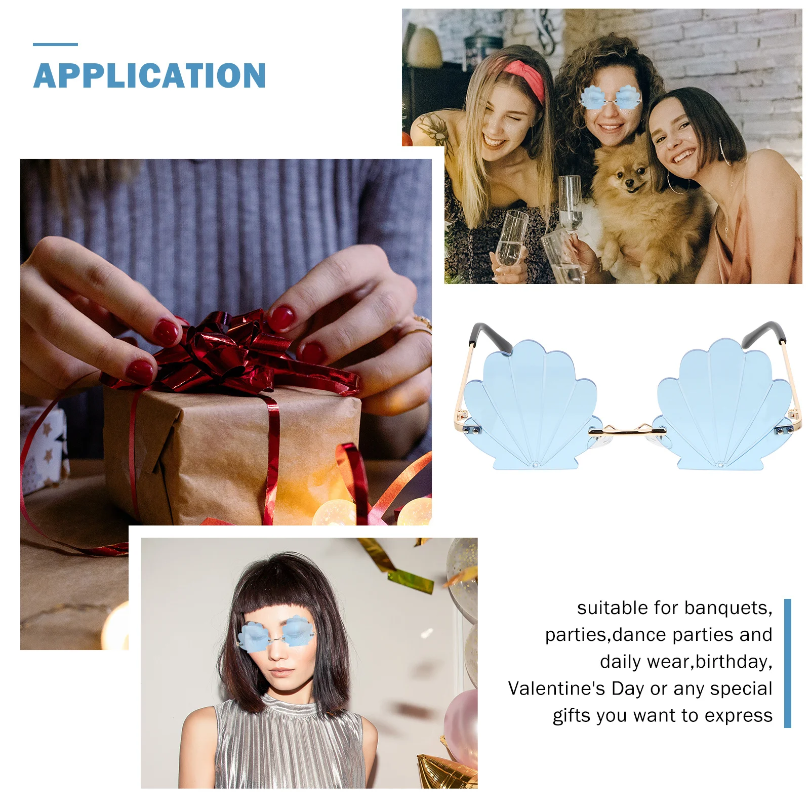 

1Pcs Blue Novelty Sunglasses Cool Conch for Party Favors Photo Booth Props Lightweight Comfortable Fun Goggles