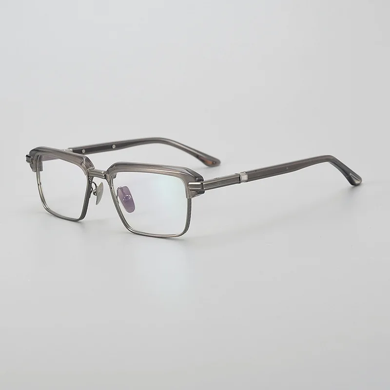 Top Quality Brand Design Square Glasses Frame for Men Handmade Titanium Trendy Eyeglasses Vintage Ultralight Spectacles Eyewear