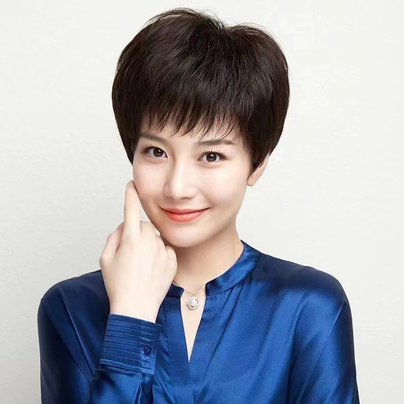 

Женщина Пушистый Простой Стиль Короткие Волосы Леди Лидер Одежда Сочетается Мода Цельные Короткие Прямые Волосы Парик Для Среднего Волого и Пожилого