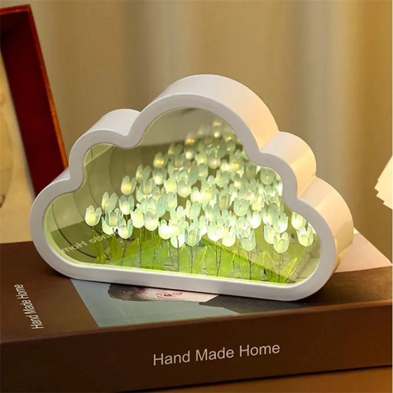 Tulip Cloud Sea of Flowers Handmade Night Light Creative Light Atmosphere Light Transparent Qixi Lovers Gift Desktop Decoration