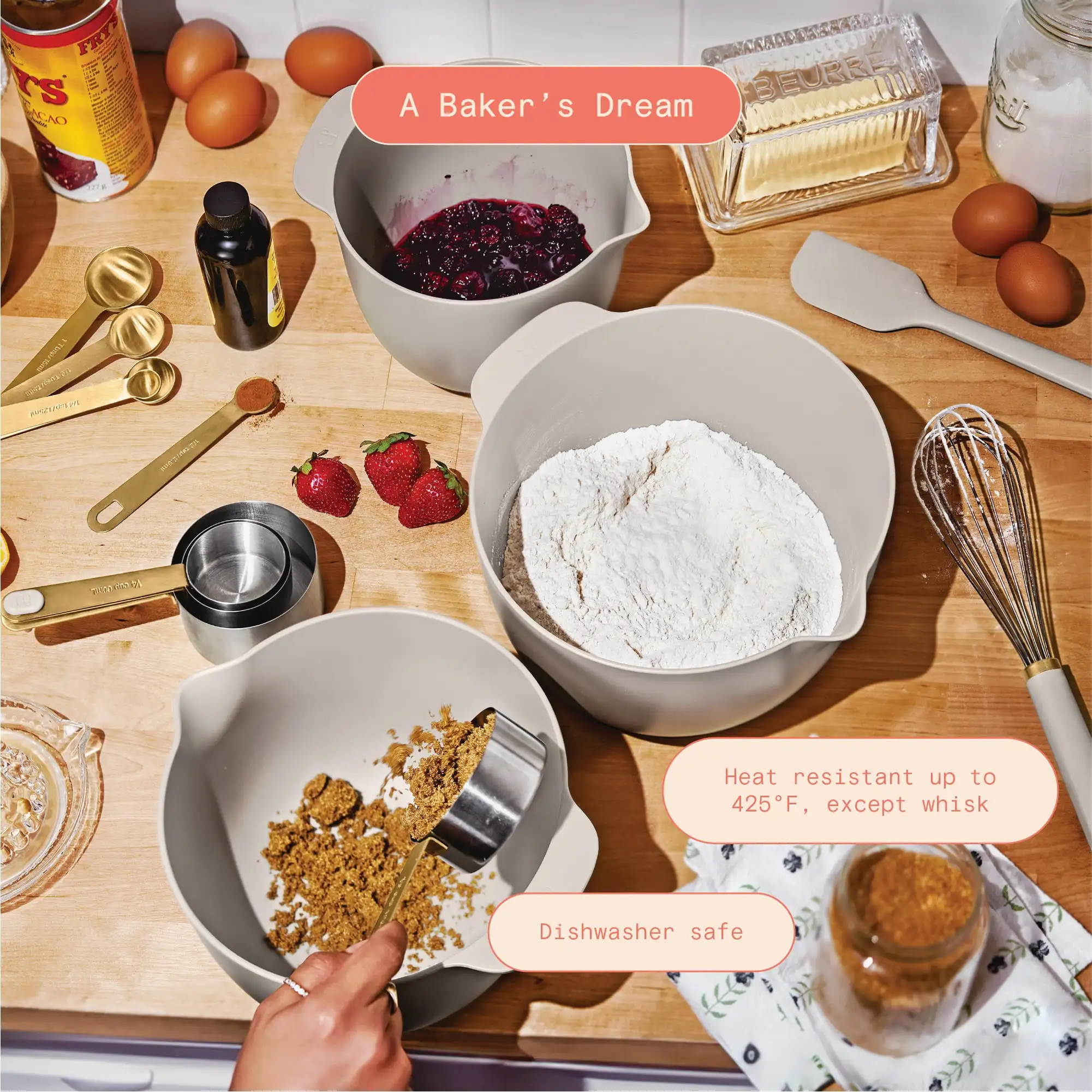 

Набор из 14 предметов для смешивания и мер, посуда для выпечки и приготовления пищи с мерными чашками, ложками и инструментами, можно мыть в посудомоечной машине