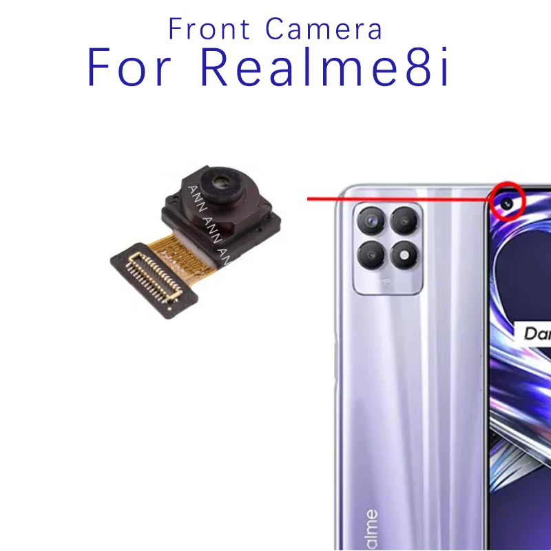 Cámara frontal y trasera para Realme 8i, módulo de cámara frontal para Selfie, piezas de repuesto con Cable flexible