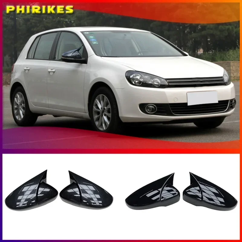 2PCS Side Car Mirror Covers Caps for VW Golf 6 GTI 6 Golf 6 R MK6 R20 Touran Pair Wing RearView Mirror Case Cover Trim Cap Black