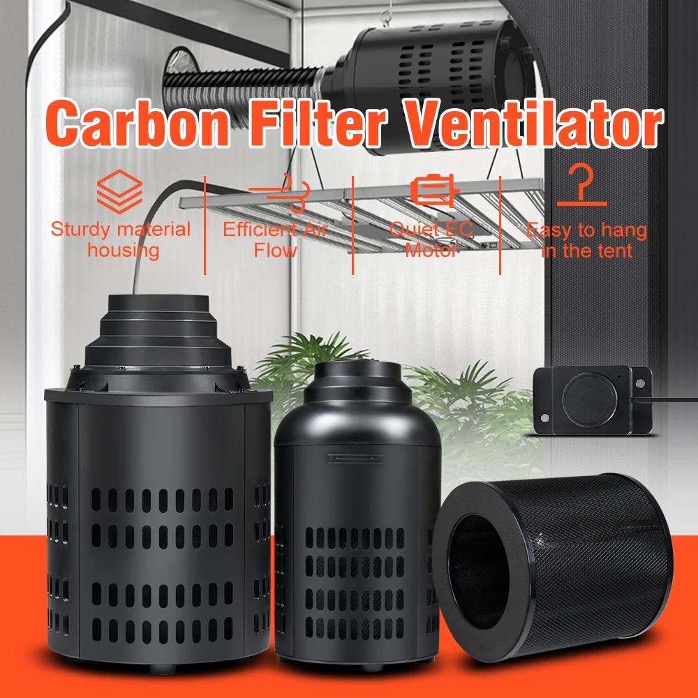 2-in-1 koolstoffilter EC-motor ventilatie-afzuigventilator voor verwarming, koeling, booster voor kweektenten en hydrocultuur - afbeelding 2